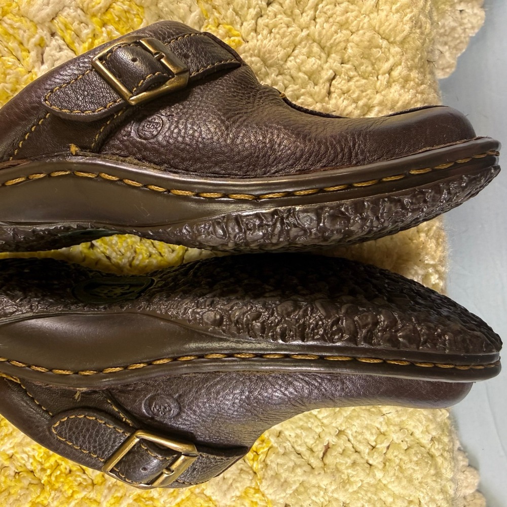 Born Womens Leather‎ Clogs Mules Dark Brown Buckle Slip On Shoes W61617 Size 6 - Picture 15 of 16
